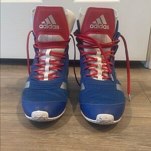 adidas Blue High-Top Sneakers with Red Accents